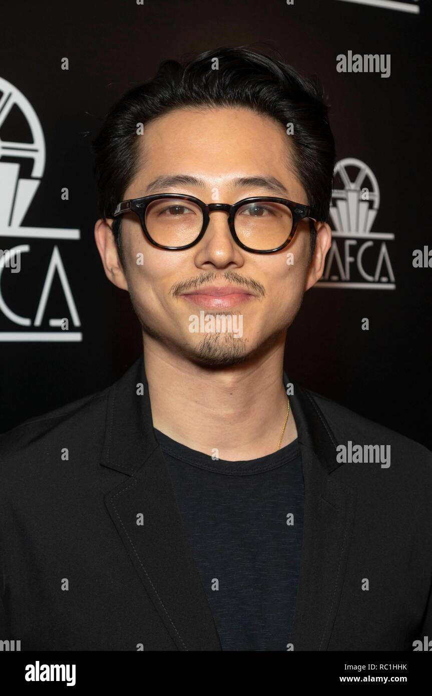 Beverly Hills, California, USA. 12th January, 2019. Steven Yeun attends the 44th Annual Los Angeles Film Critics Association Awards at Hotel Intercontinental in Century City, Los Angeles, California, USA, on 12 January 2019. | usage worldwide Credit: dpa picture alliance/Alamy Live News Stock Photo