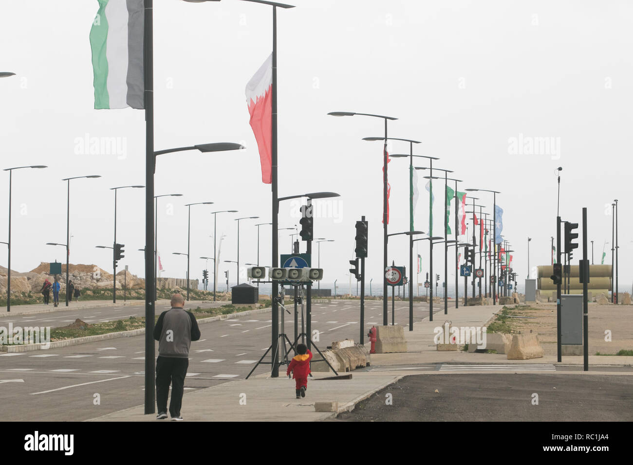 Beirut Lebanon. 13th January 2019. The national flags of Arab nations are displayed as  Beirut prepares to  host the  Arab Economic and Social Development Summit organized by the Arab League  which is scheduled to take place on Jan. 19 to 20  and is concerned primarily with developmental issues in the Arab world Credit: amer ghazzal/Alamy Live News Stock Photo