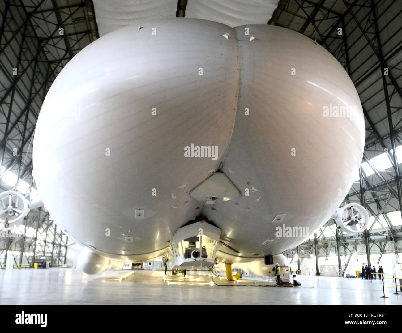 United Kingdom. 12th Apr, 2016. View of the Airlander, the longest aircraft in the world.The Â£32m aircraft - nicknamed ''The Flying Bum'' was originally unveiled to the public at a naming ceremony by HRH The Duke of Kent in April 2016, but a few weeks later it crashed at the end of a test flight. At 92-metre long, the Airlander 10 is the longest aircraft in the world. The world's longest aircraft has been retired from service as developers prepare to start work on a new model. Credit: Keith Mayhew/SOPA Images/ZUMA Wire/Alamy Live News Stock Photo