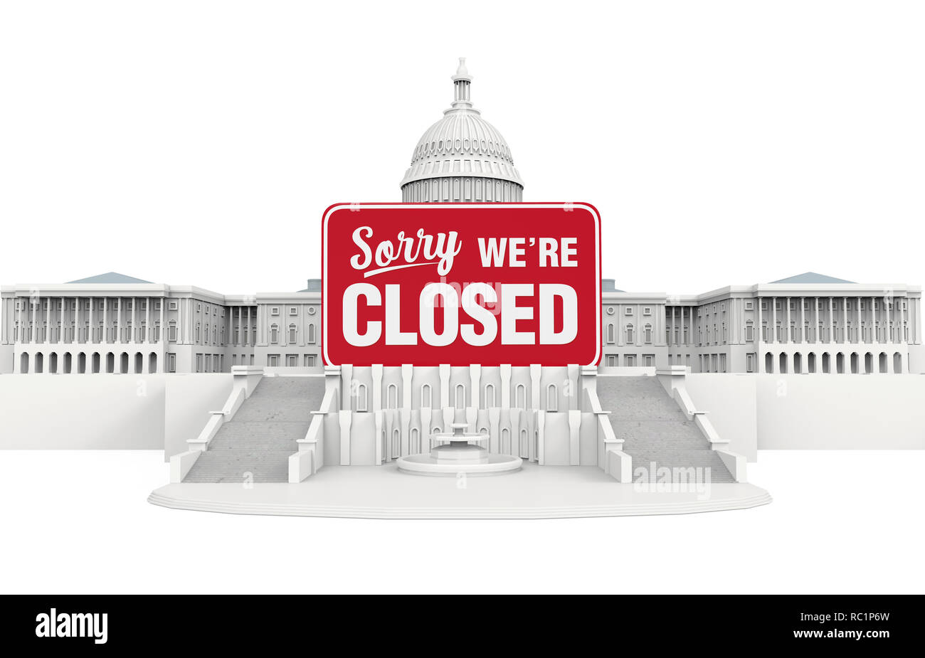 United States Capitol Building with Closed Sign. Government Shutdown ...