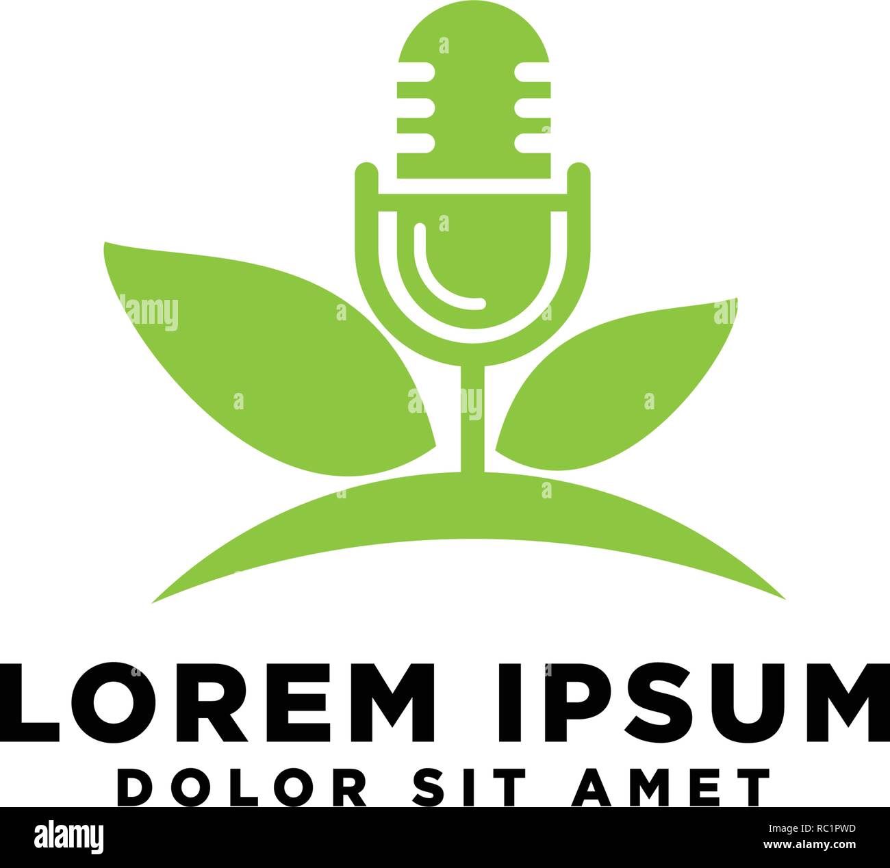 Podcast Music microphone logo template, vector illustration icon isolated elements Stock Vector