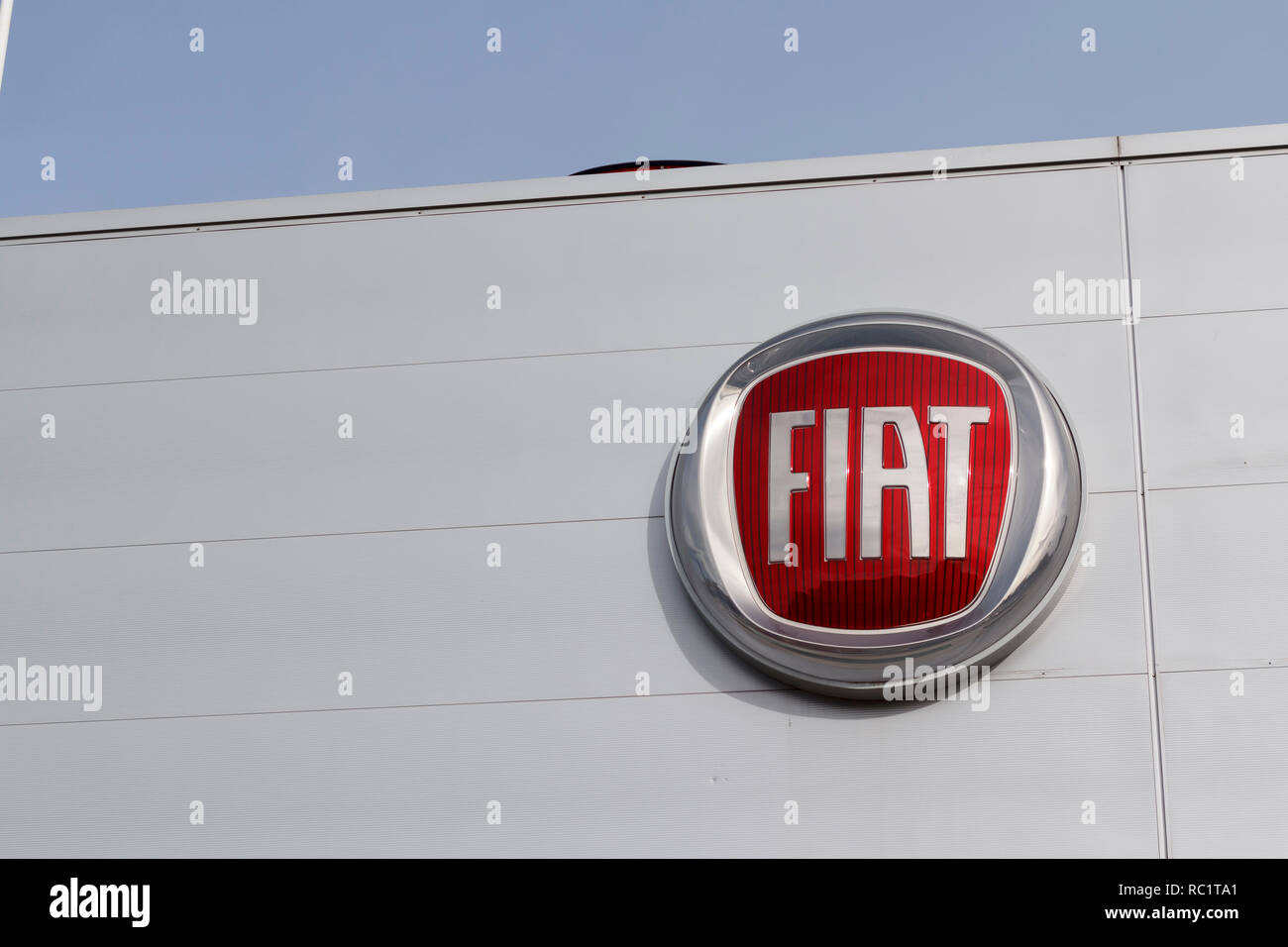 Fiat logo in a dealership car store Stock Photo