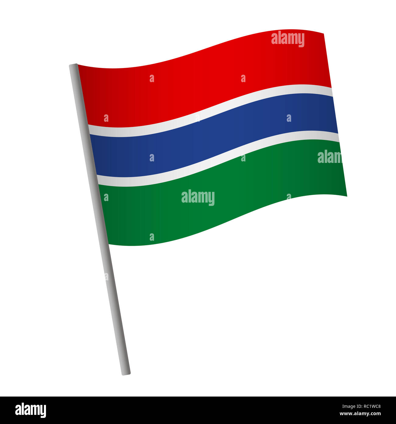 Gambia flag icon. National flag of Gambia on a pole illustration Stock ...