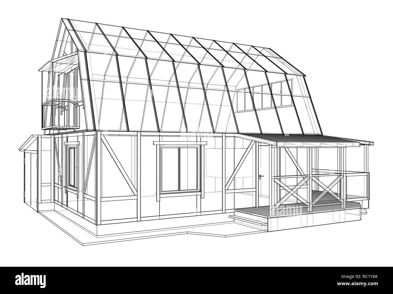 3d model house modern Stock Vector Images - Alamy