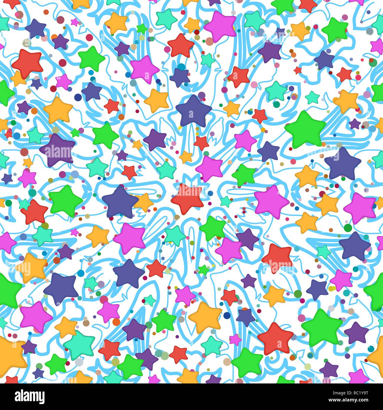 Seamless background, colorful stars and abstract pattern. Vector Stock ...