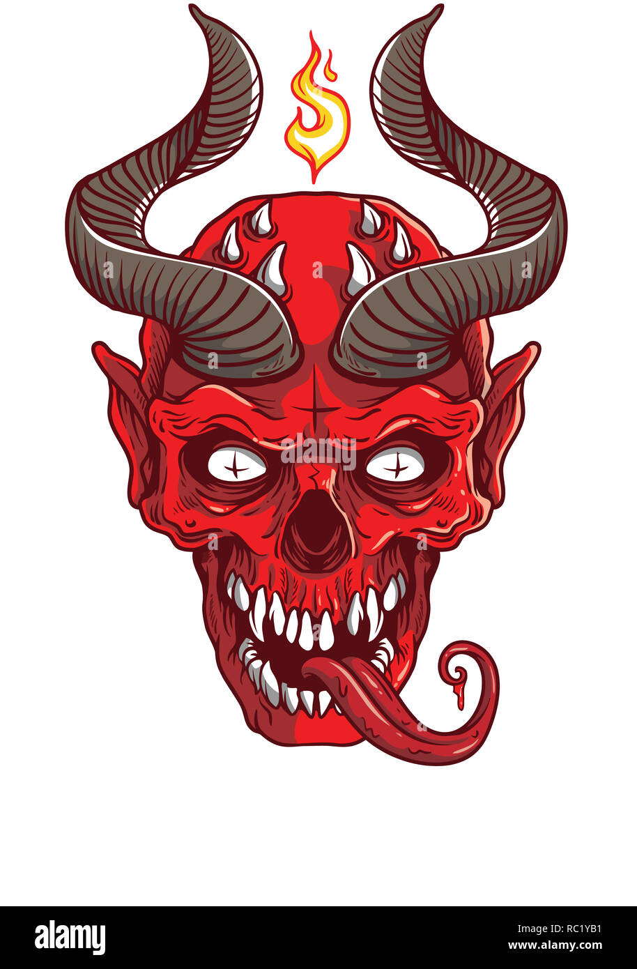demon devill skull red horns hell horror satan illustration Stock Photo -  Alamy