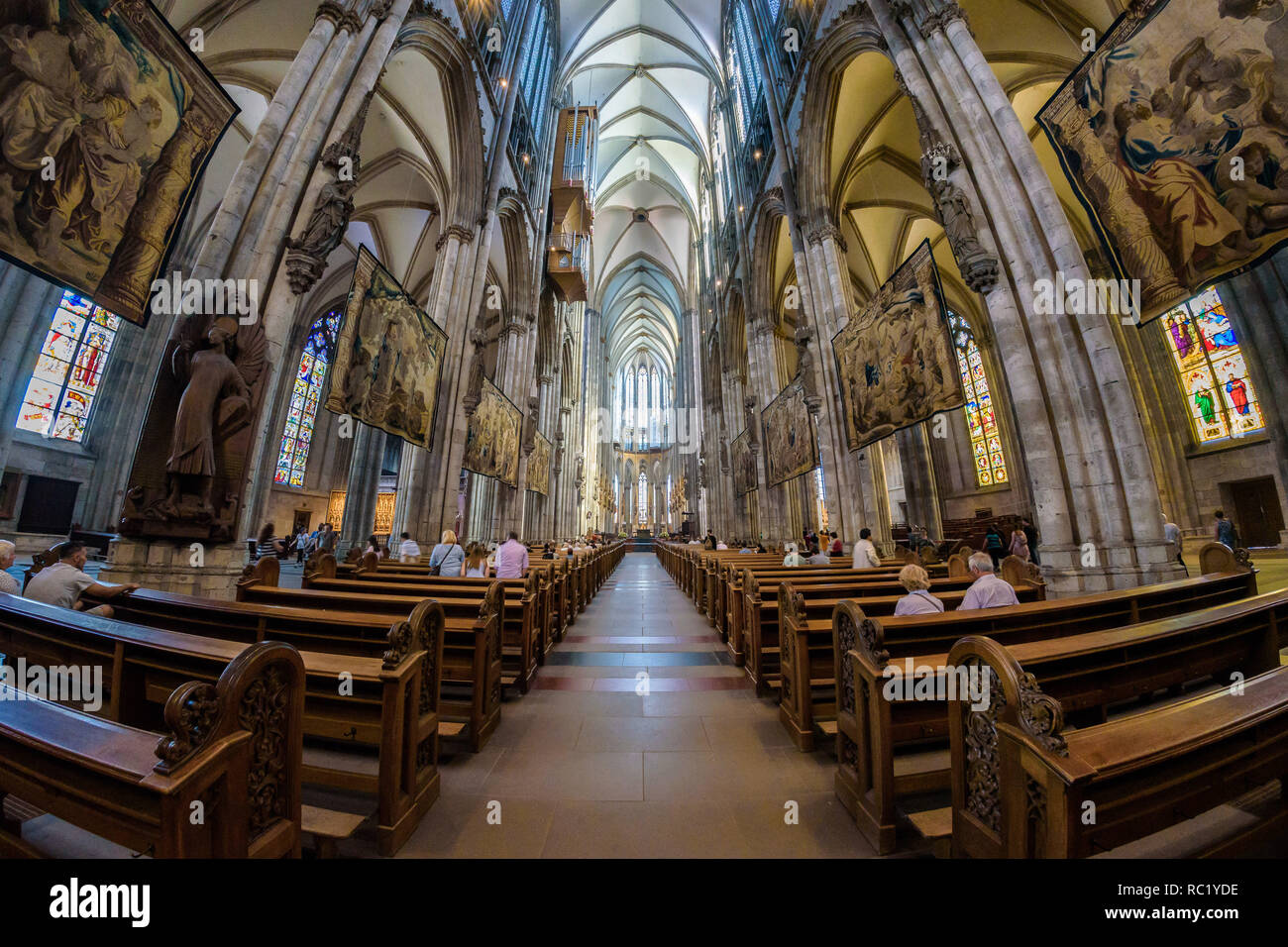 Wide Angle Interior View Of The Cologne Cathedral Kolner