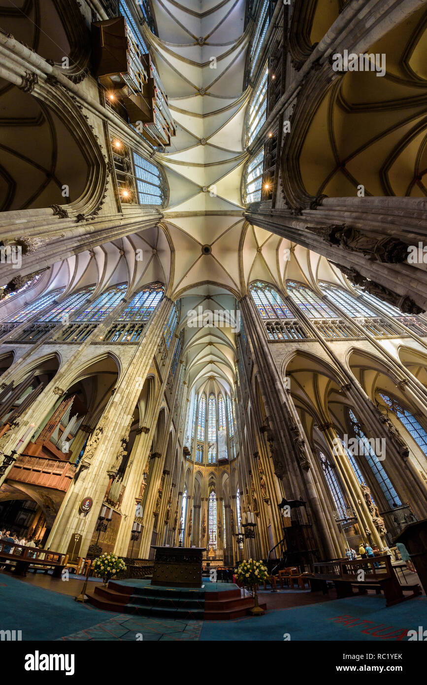 Wide Angle Interior View Of The Cologne Cathedral Kolner