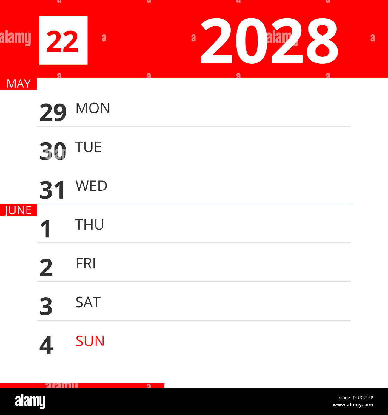 calendar-planner-for-week-22-in-2028-ends-june-4-2028-stock-photo-alamy