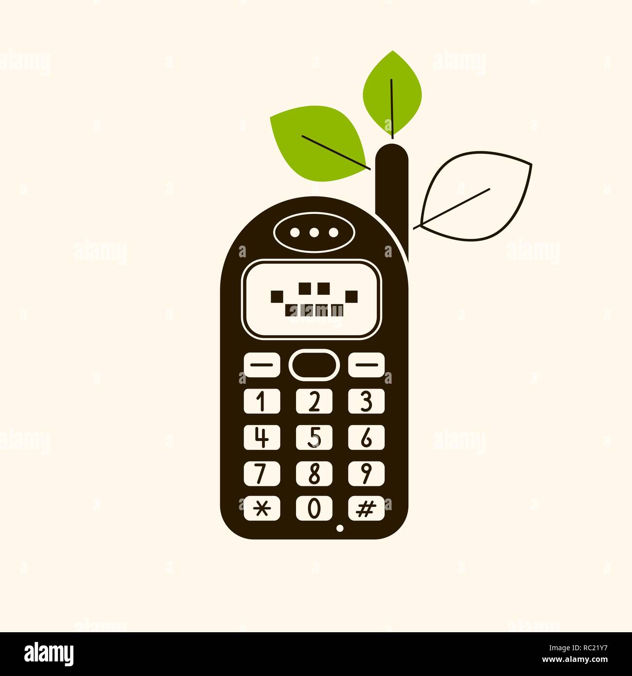 Retro Vintage Mobile Phone Icon Vector Illustration On Light Background ...