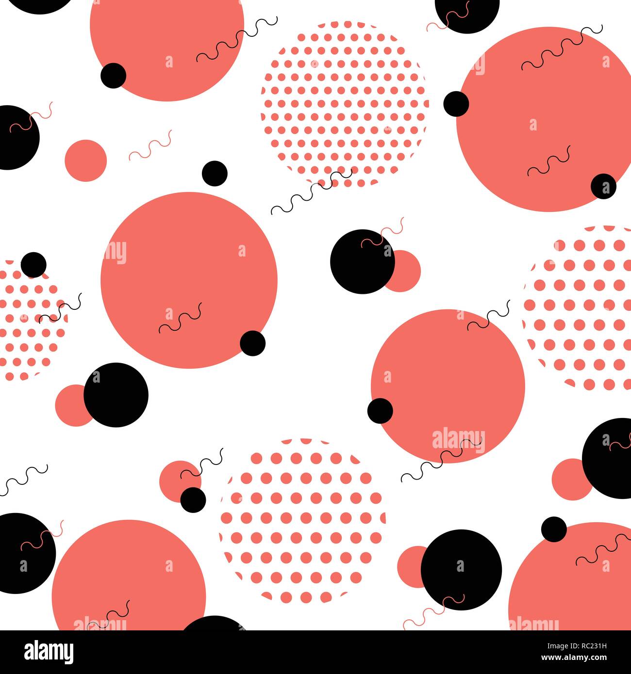 Abstract of colorful living coral memphis circle color pattern ...