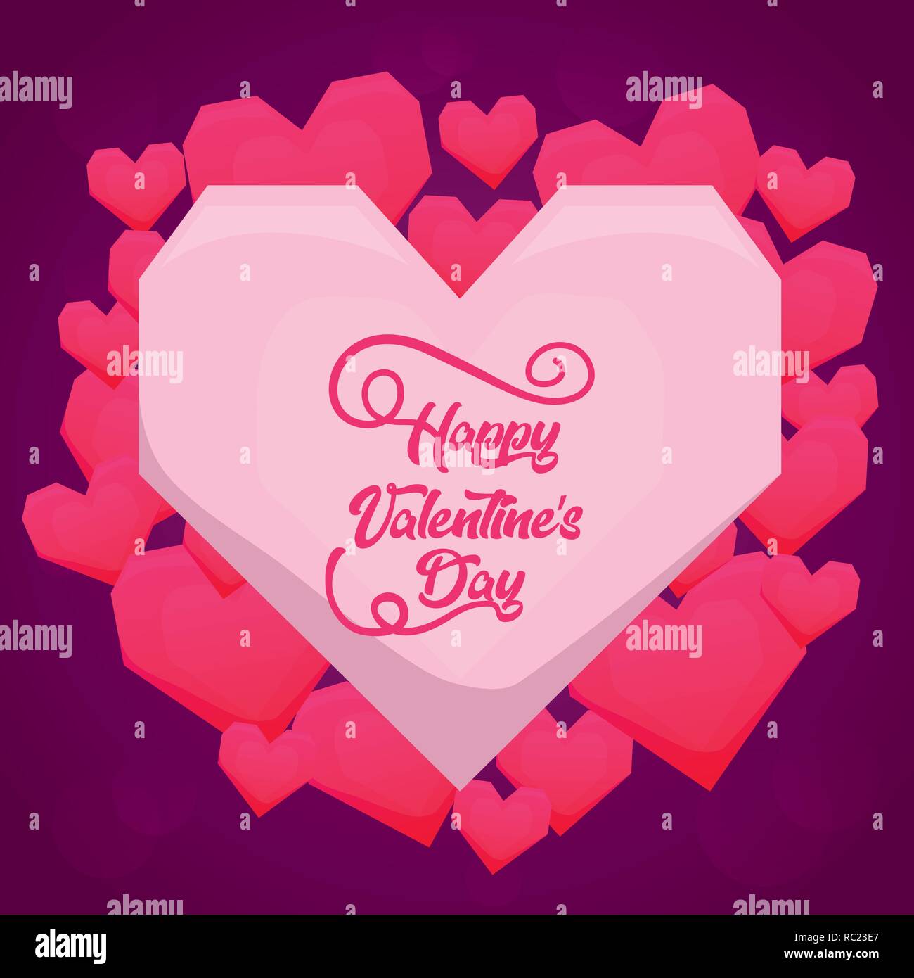 happy valentines day card with hearts vector illustration design Stock ...