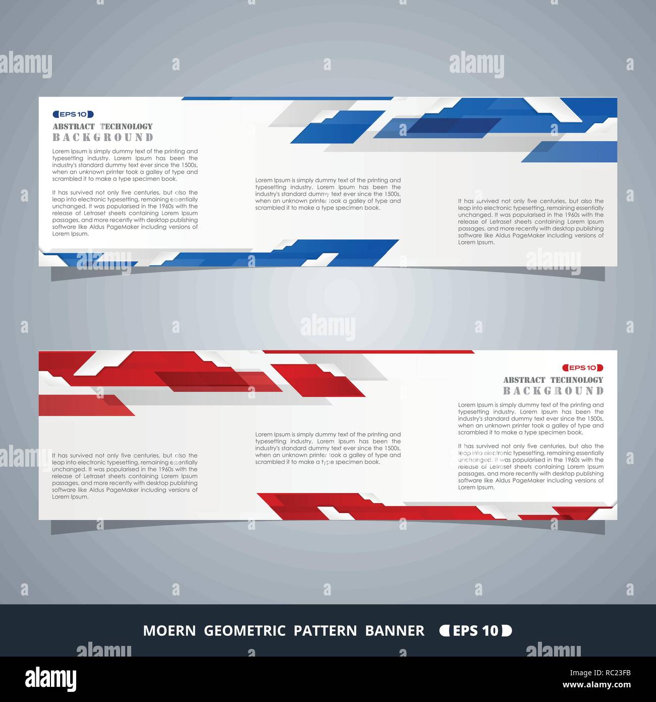 Abstract modern gradient blue and red technology banners, vector eps10 Stock Vector