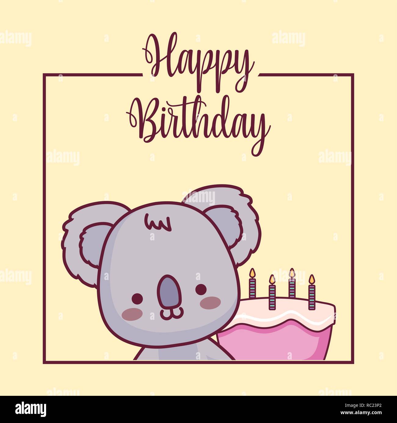 cute koala happy birthday card vector illustration design Stock Vector ...