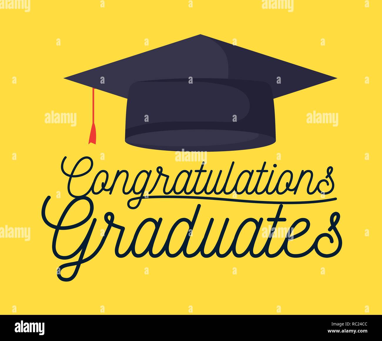 graduation class celebration card with hat vector illustration design ...