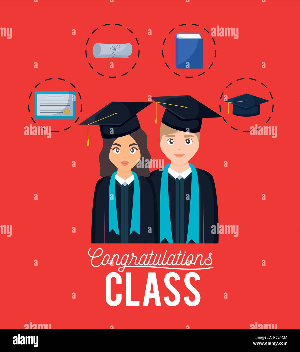 Vector illustration male female graduates hi-res stock photography and ...