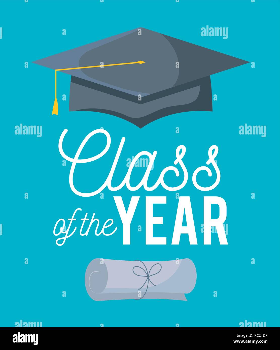 graduation class celebration card with hat vector illustration design ...