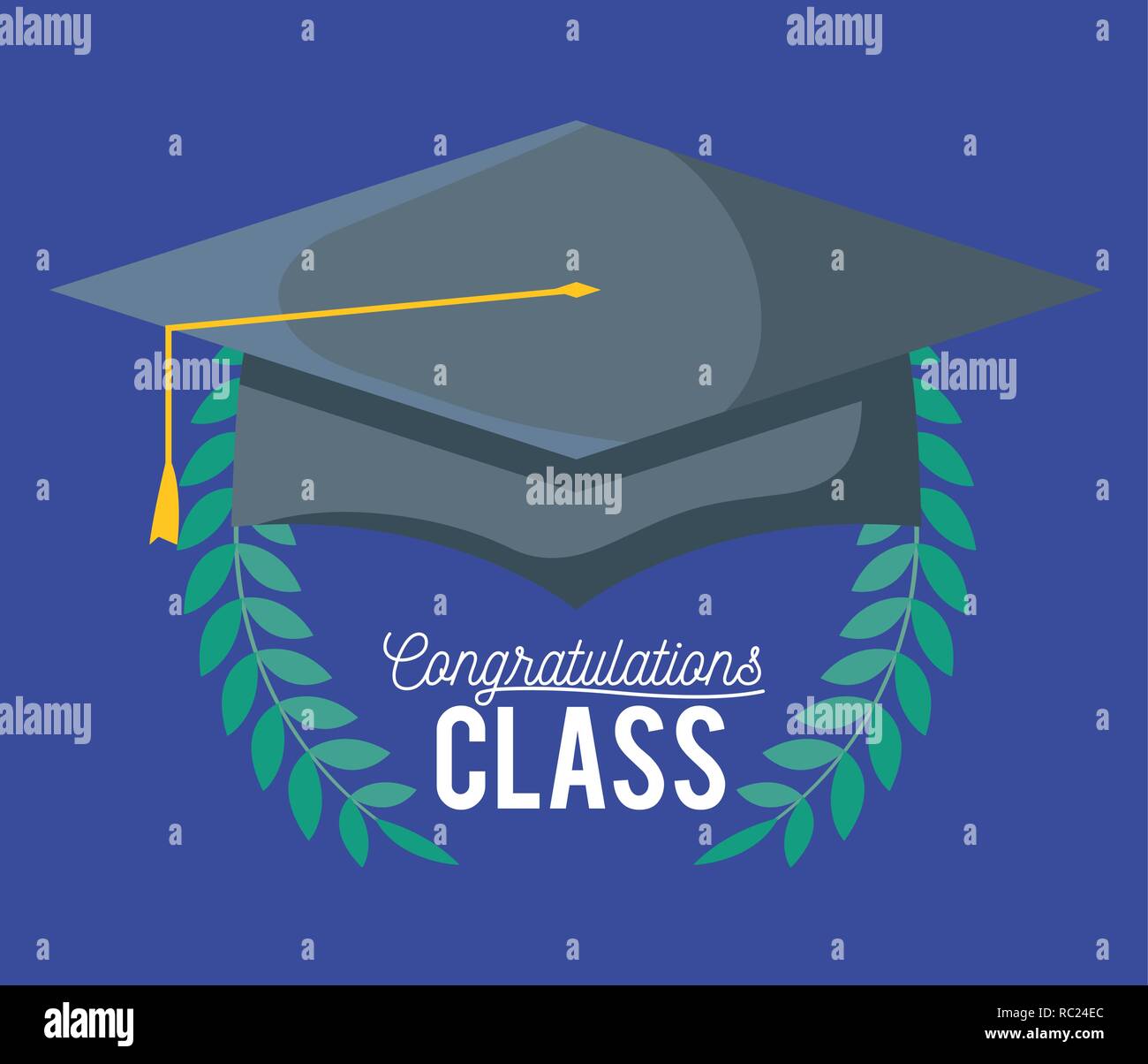 graduation class celebration card with hat vector illustration design ...