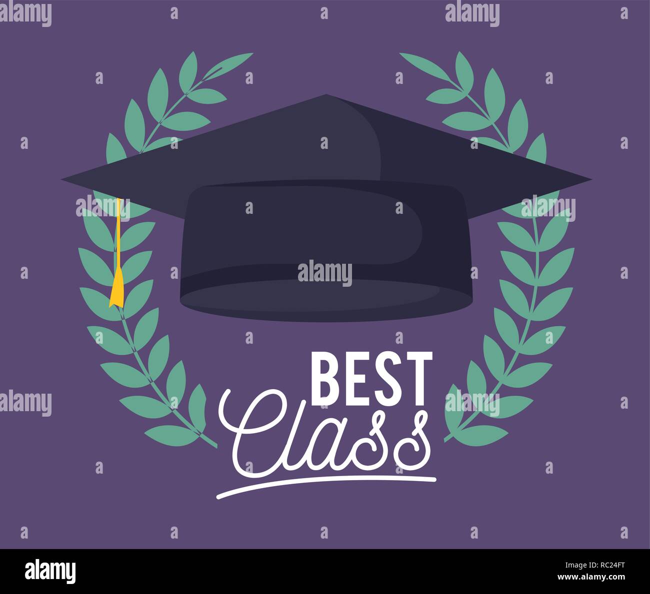 graduation class celebration card with hat vector illustration design ...