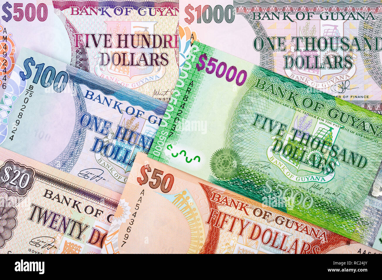 Guyanese money, a business background Stock Photo