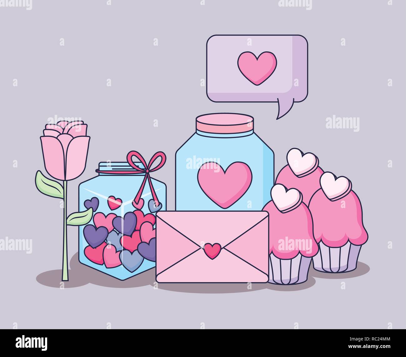 happy valentines day set icons vector illustration design Stock Vector ...