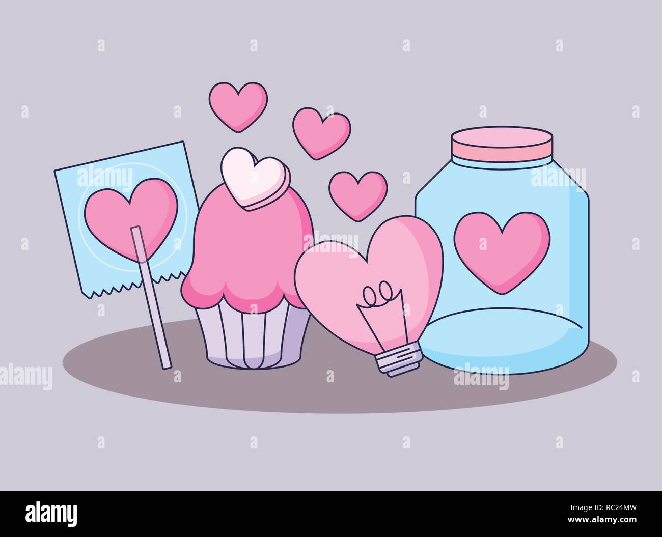 happy valentines day set icons vector illustration design Stock Vector ...