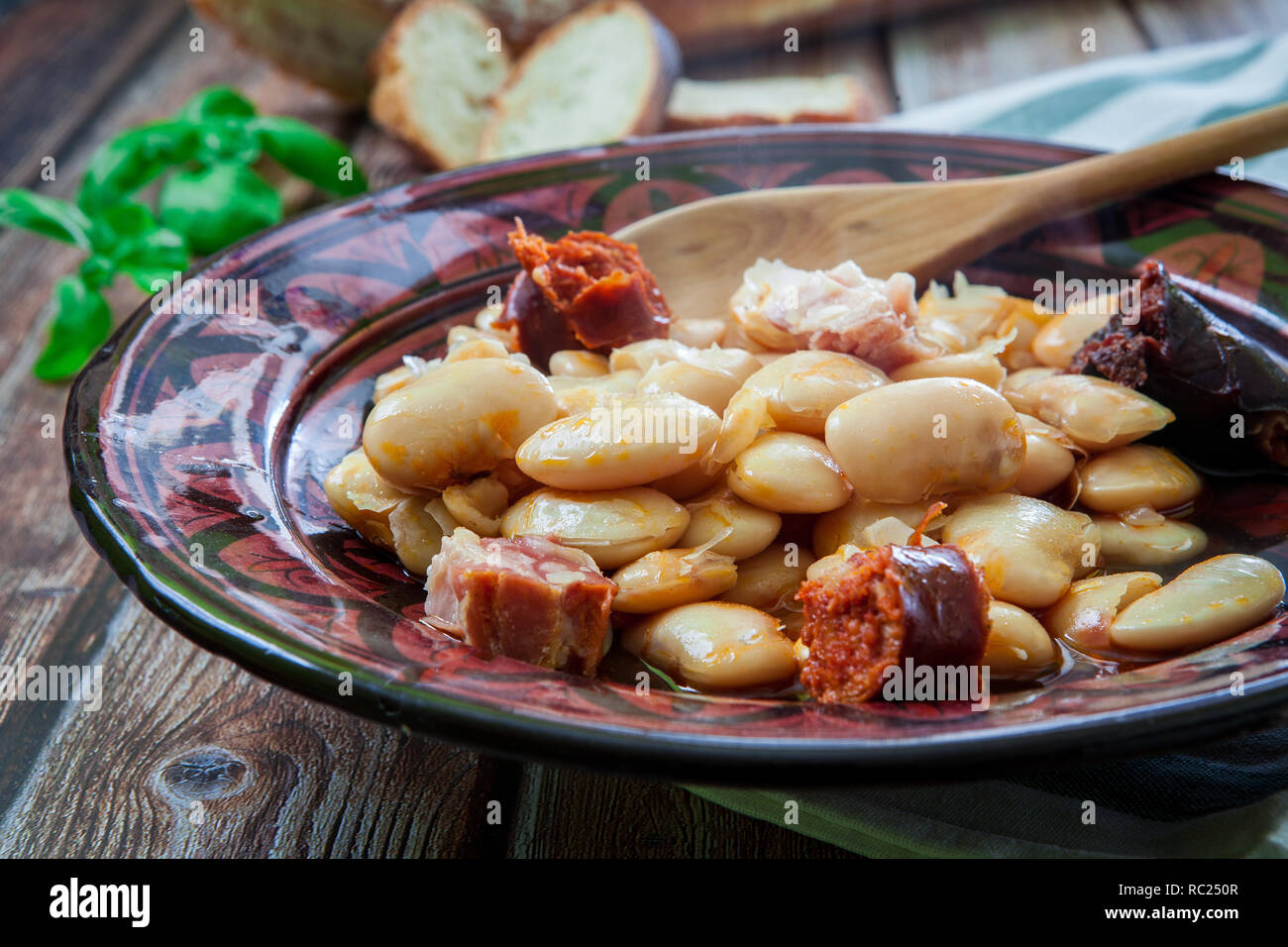 traditional spanish dish with big beans called fabada Stock Photo Alamy