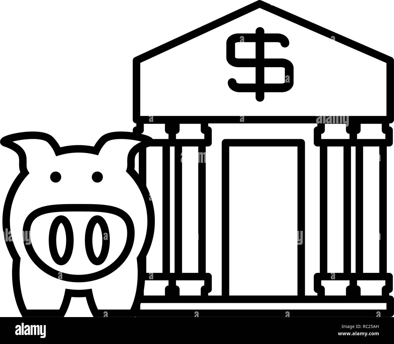 bank building with piggy vector illustration design Stock Vector Image ...