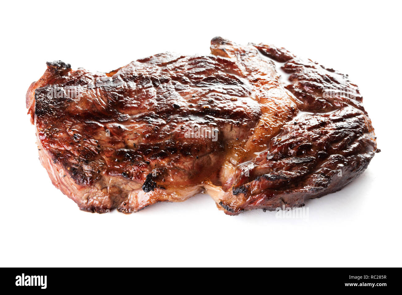 roasted rib-eye beef steak isolated on white background Stock Photo - Alamy