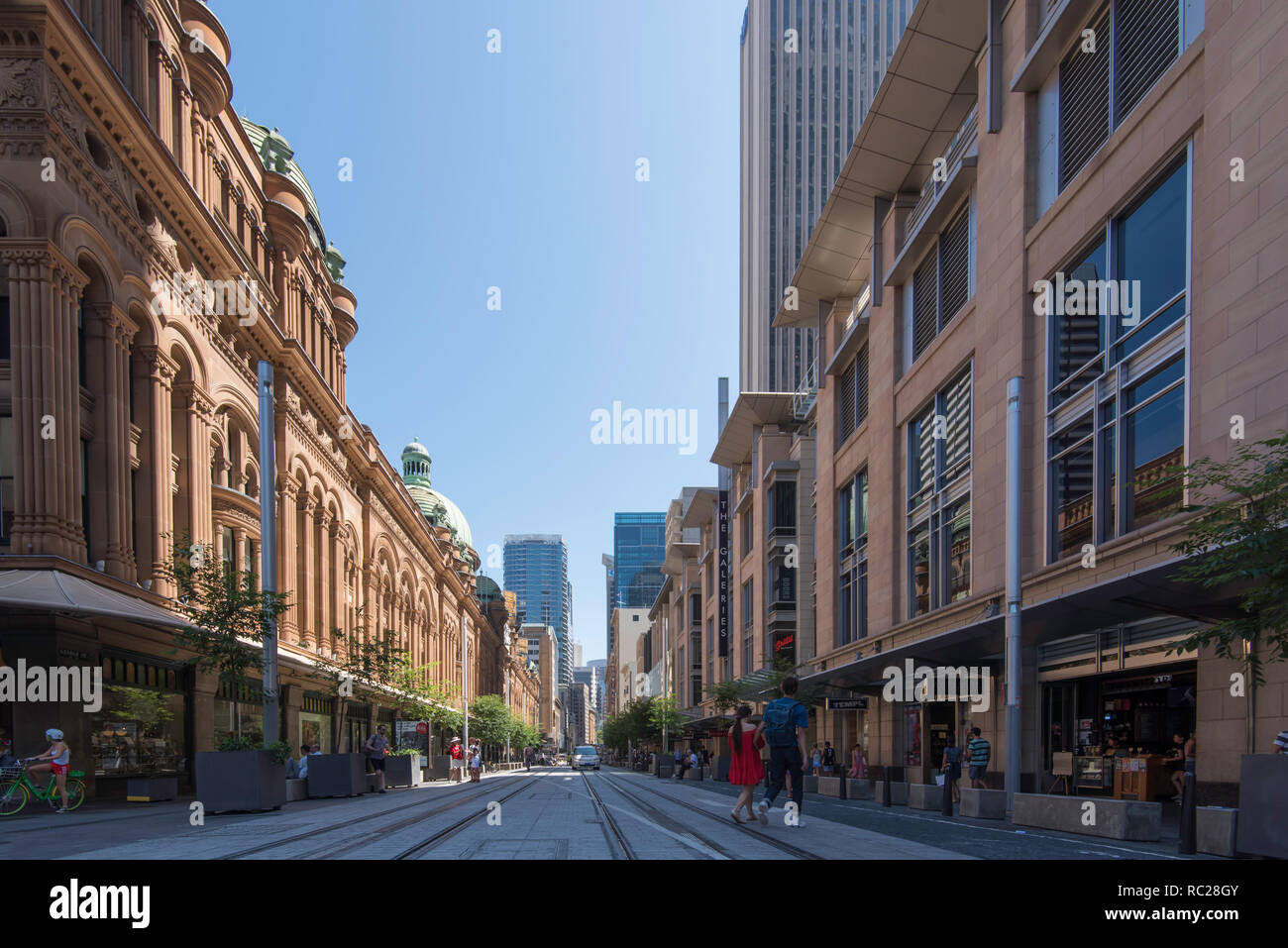 Jan 12, 2019 Track laying and construction is now complete in the section between Park and King streets on George Street, Sydney of the new Light Rail Stock Photo