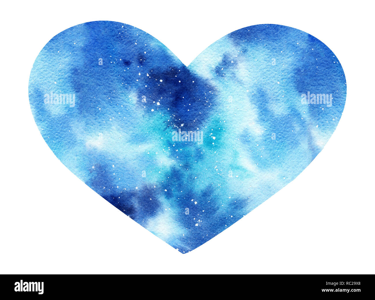 Hand Painted Watercolor Galaxy Illustration In Shape Of A - galaxy background heart