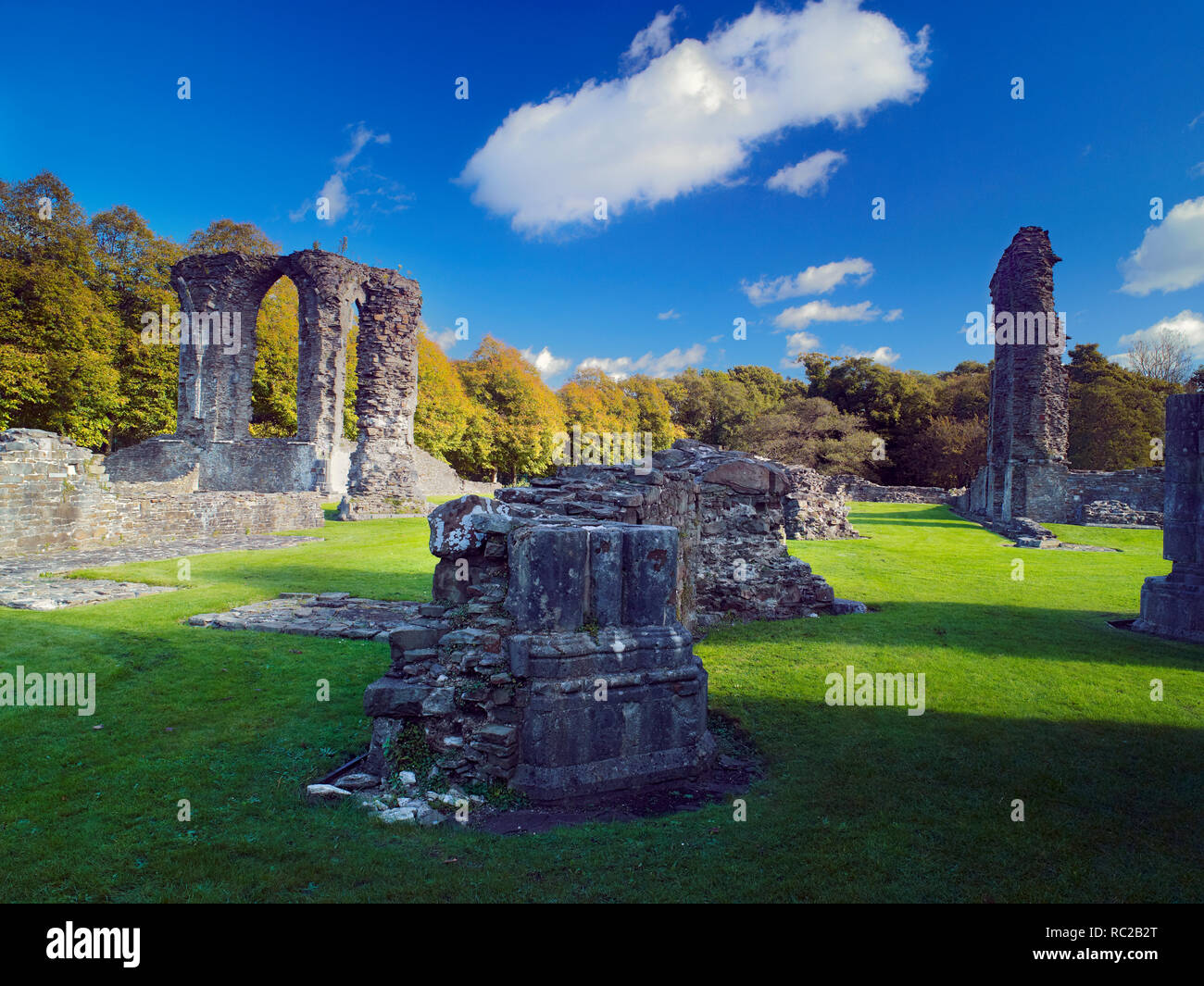 An autumn view of the ruins of the historic Neath Abbey, Wales, UK Stock Photo