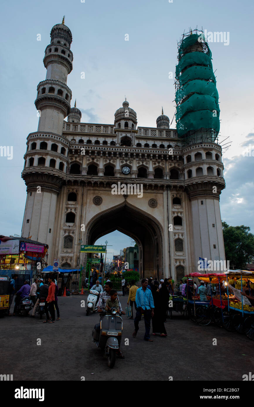 A view of Charminar at Hyderabad. Stock Photo