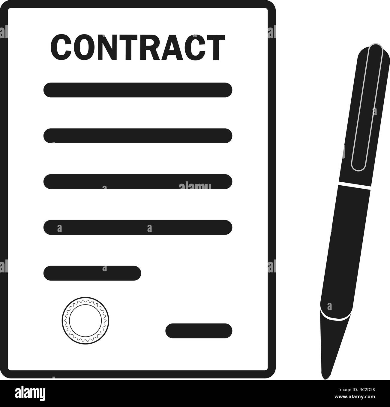 Signing contract icon. Report, letter, will. Deal concept. Can be used ...