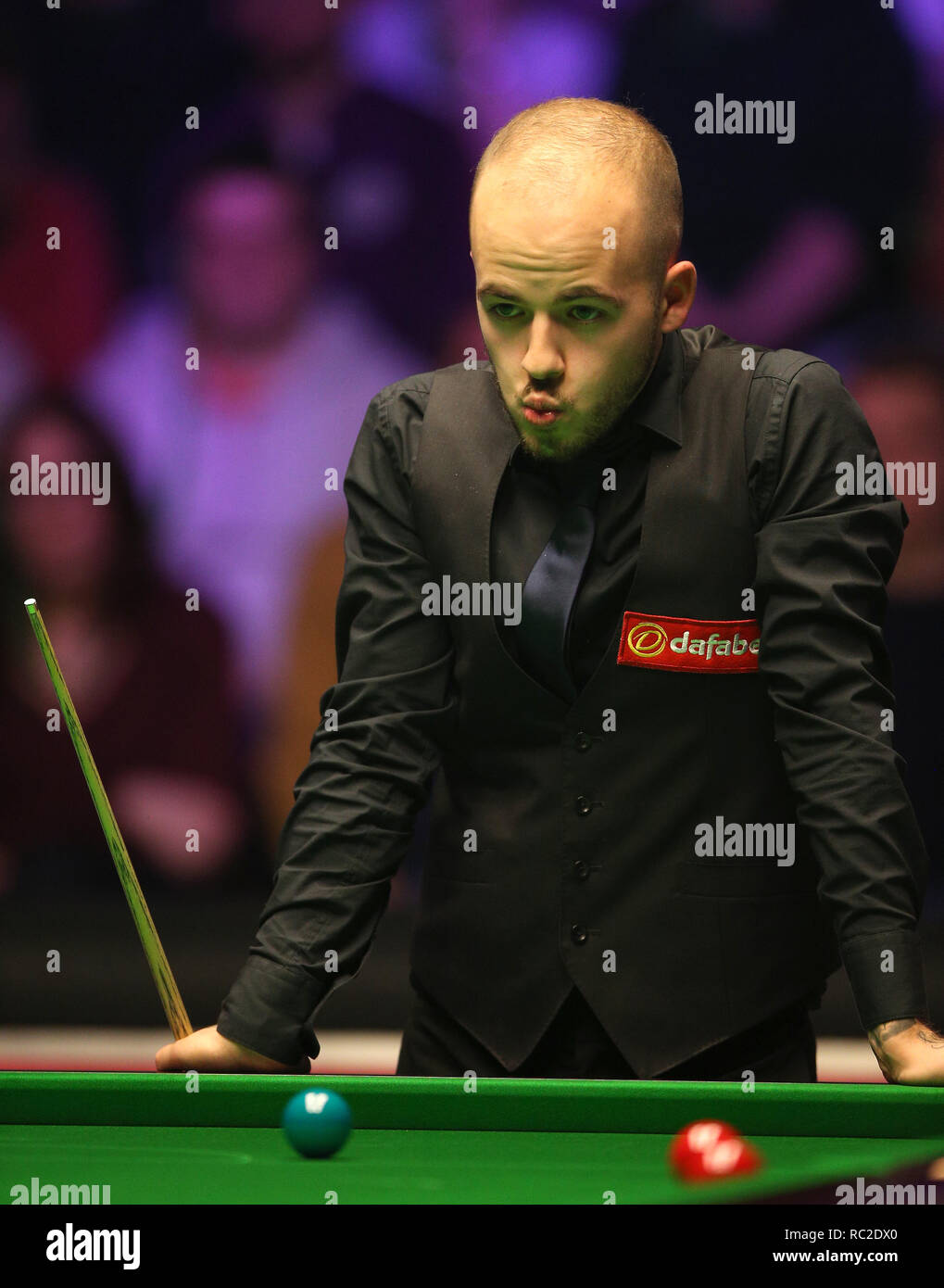Luca Brecel during day one of the Cazoo World Snooker Championship at the Crucible Theatre, Sheffield