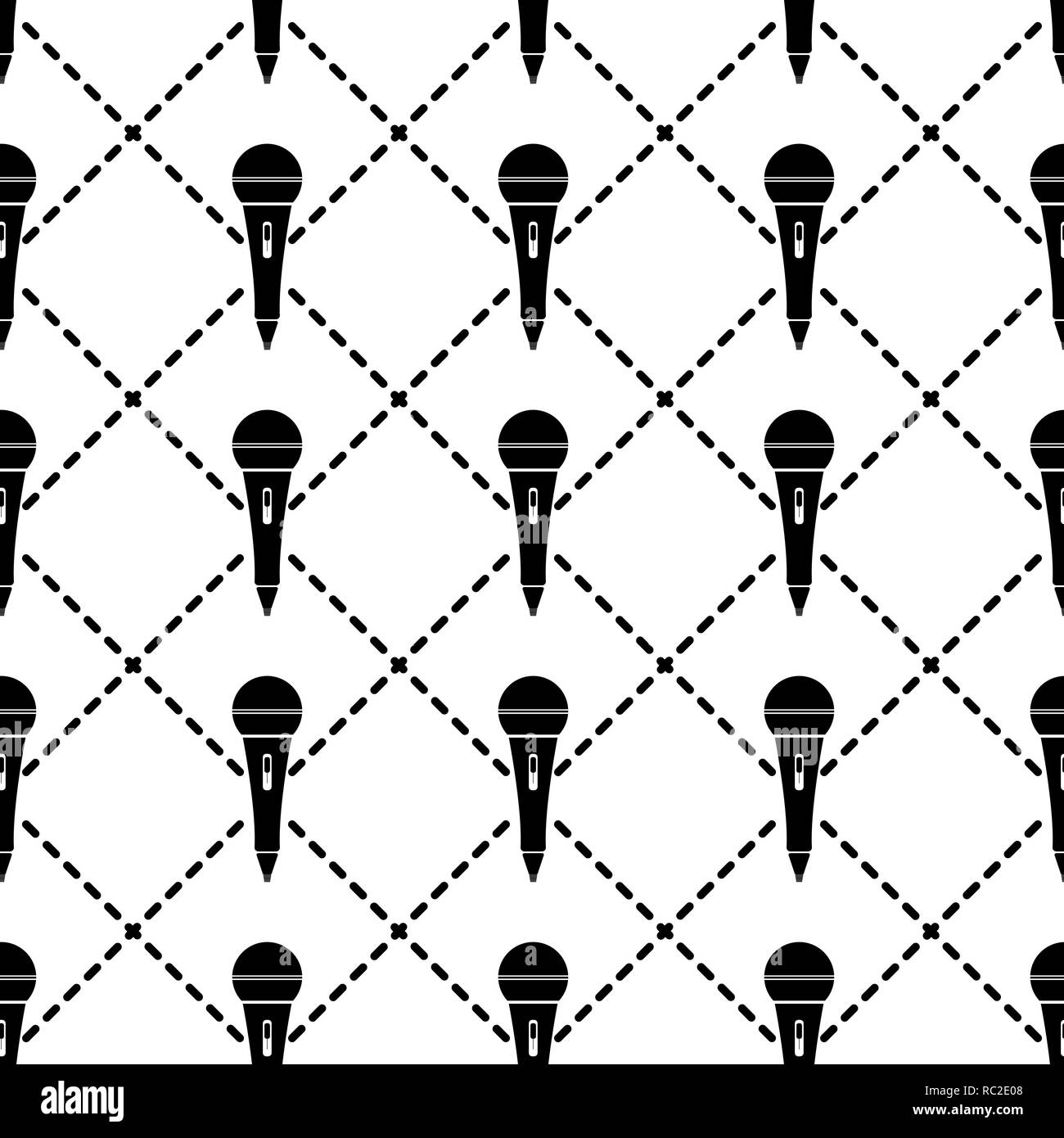 microphone seamless pattern on white background. eps10 Stock Vector