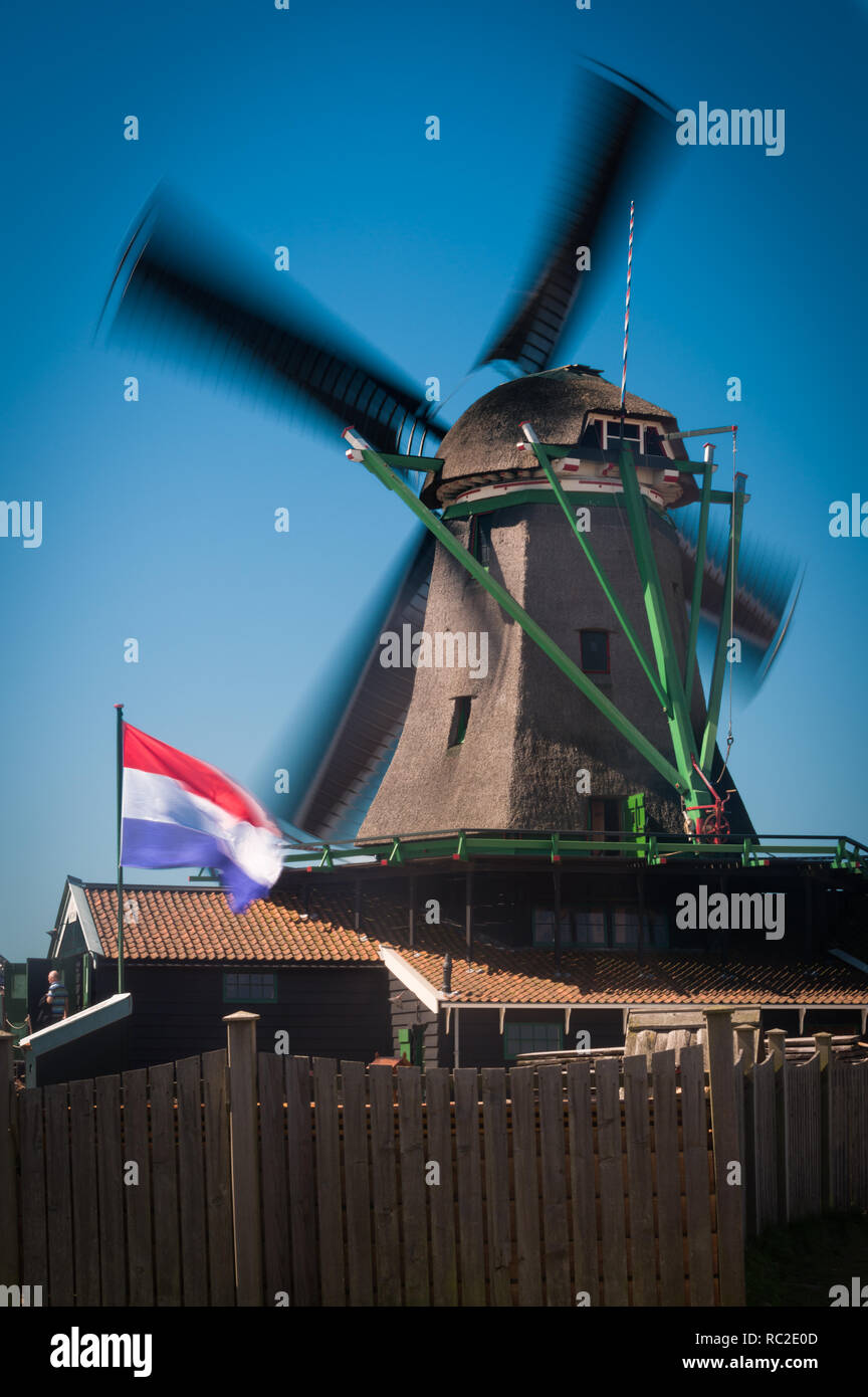 Dutch Windmill At Zaanse Schans Netherlands Stock Photo Alamy
