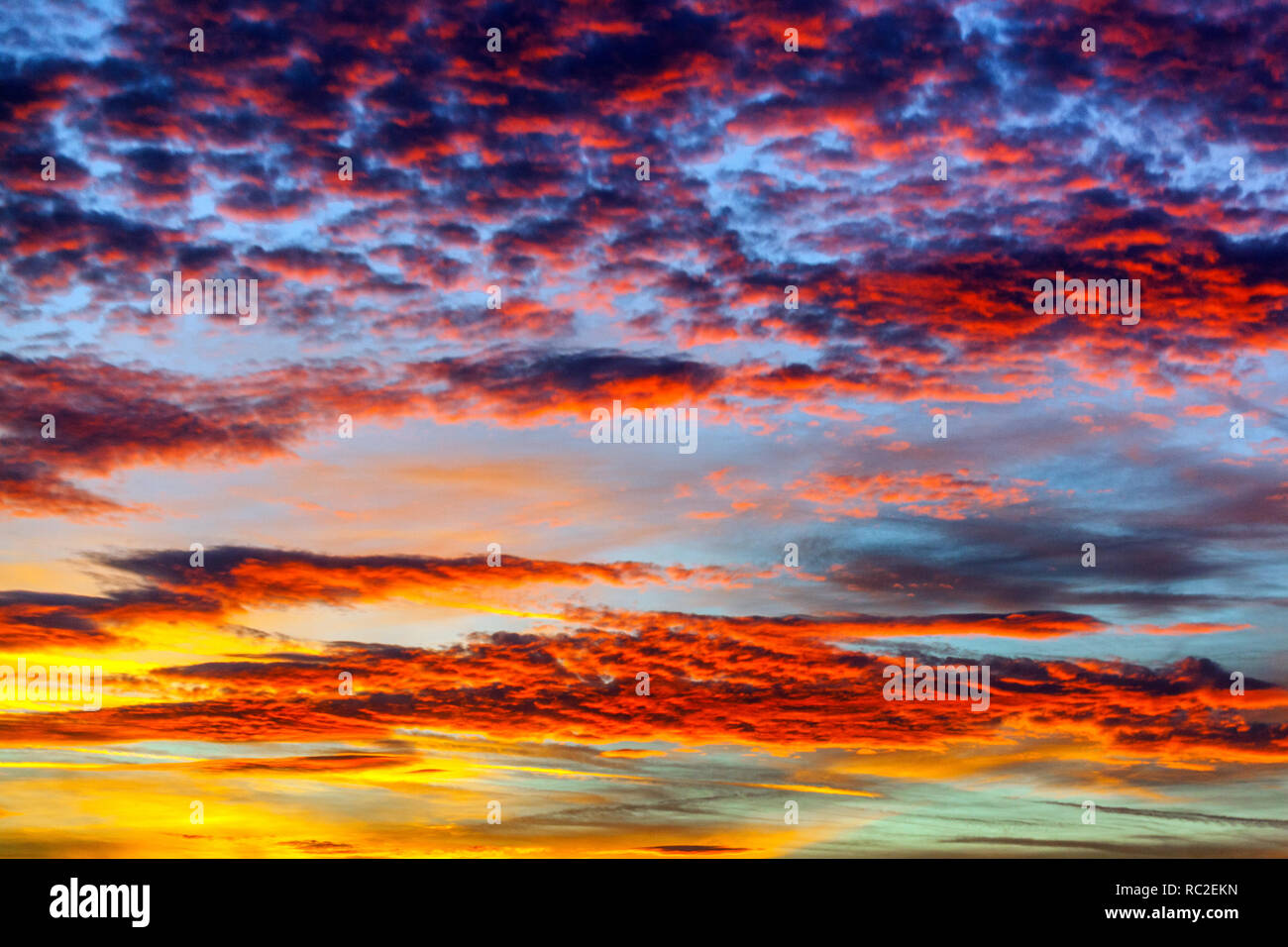Bloody clouds on sky dramatic sunset red sky Stock Photo