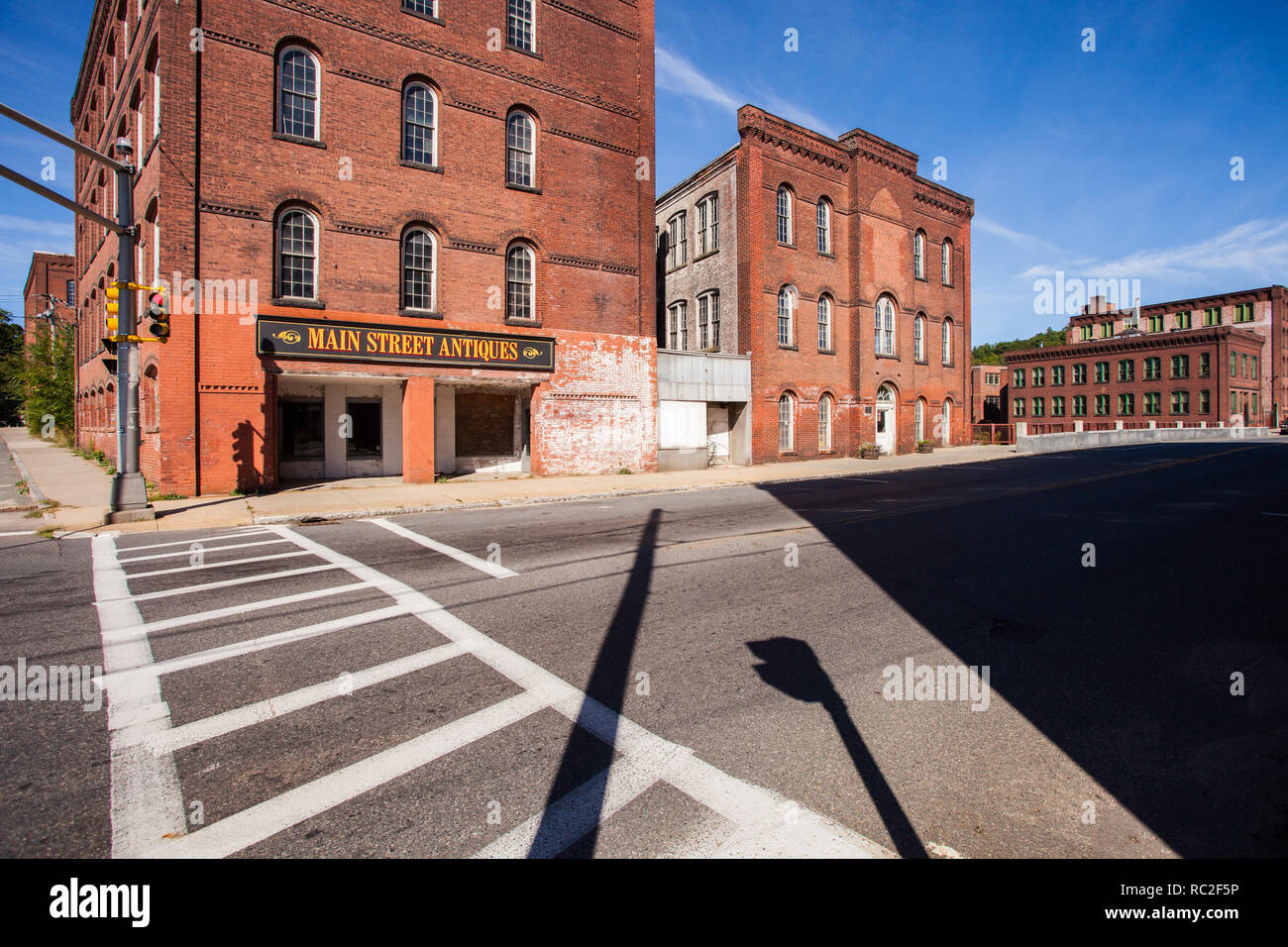 Main Street Antiques building in Orange, Massachusetts, now closed Stock Photo