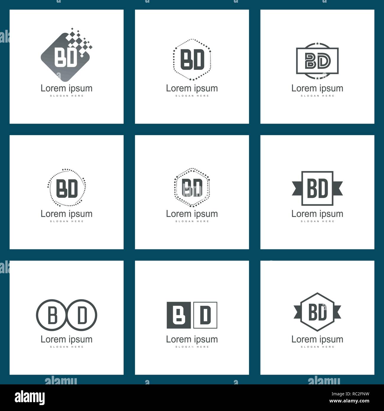 Set of letter logo. Initial BD Logo Template Vector Design Stock Vector ...