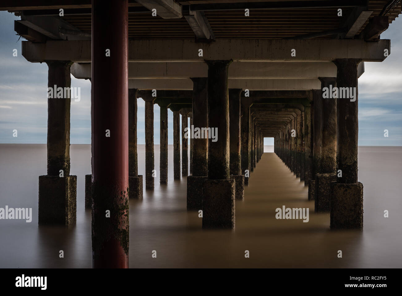 Several columns under the Felixstowe Pier Stock Photo