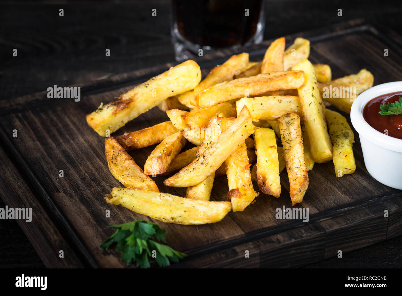 Fried potato with ketchup sauce Stock Photo Alamy