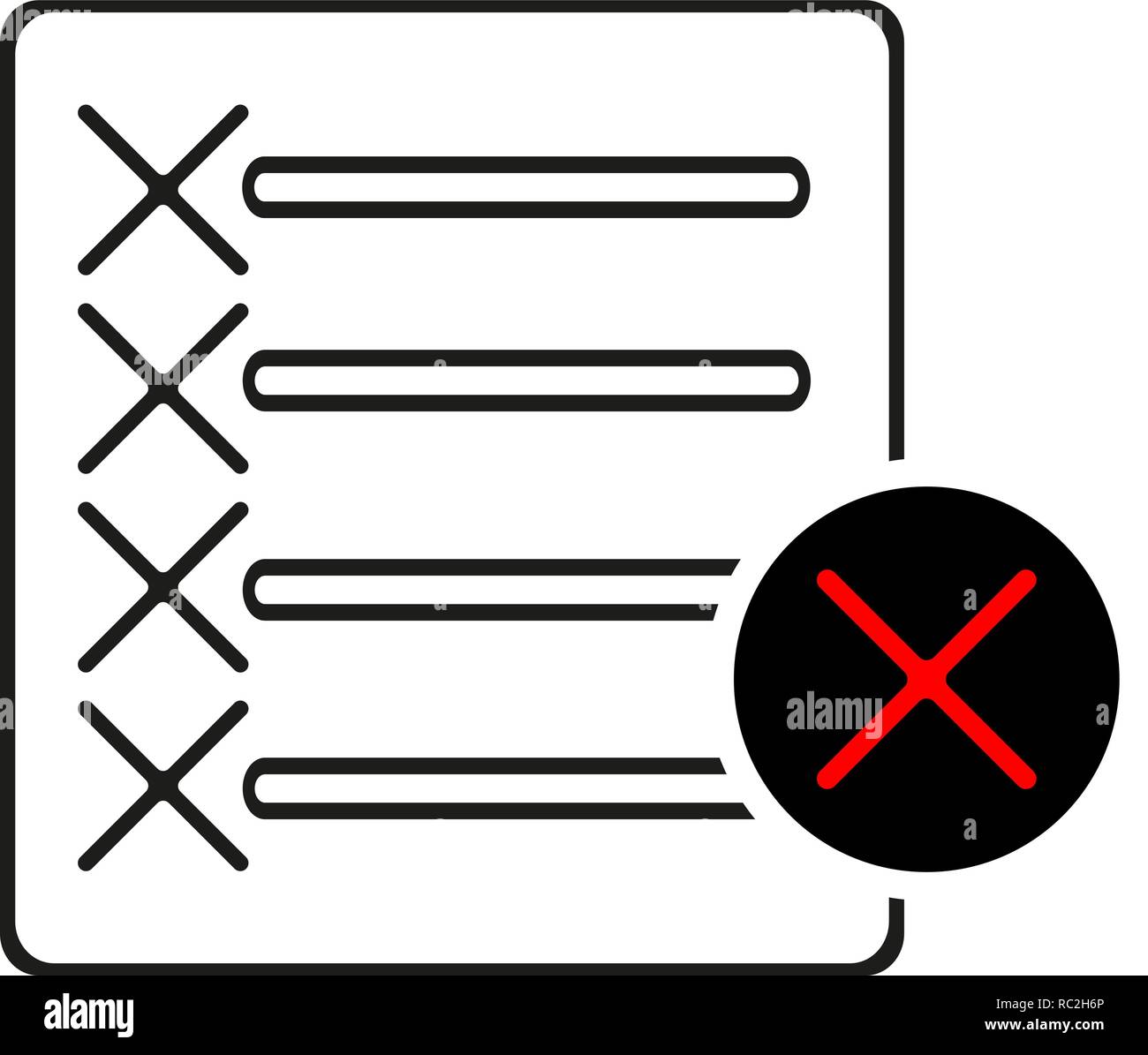 Reject file line icon Decline document sign Delete file Quality