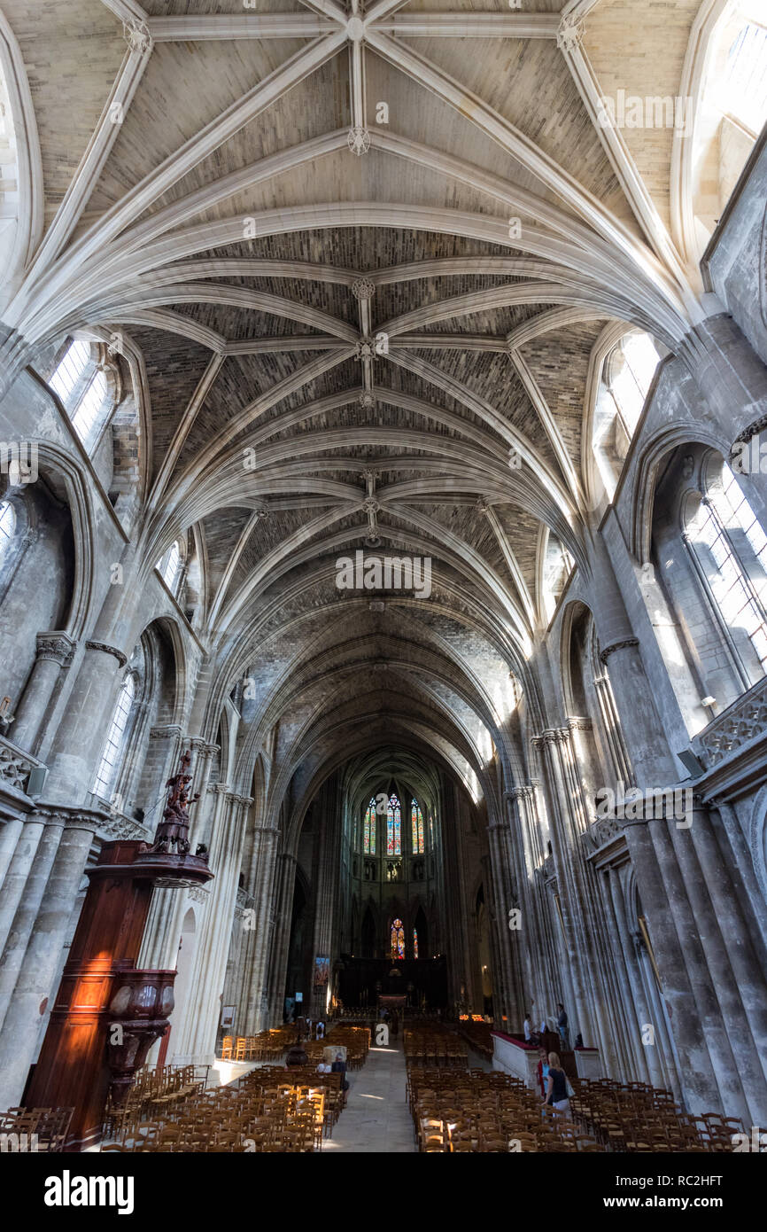 Bordeaux, France - 27th September, 2018: Interior architecture of  Cathedral Saint Andre in Bordeaux, France Stock Photo