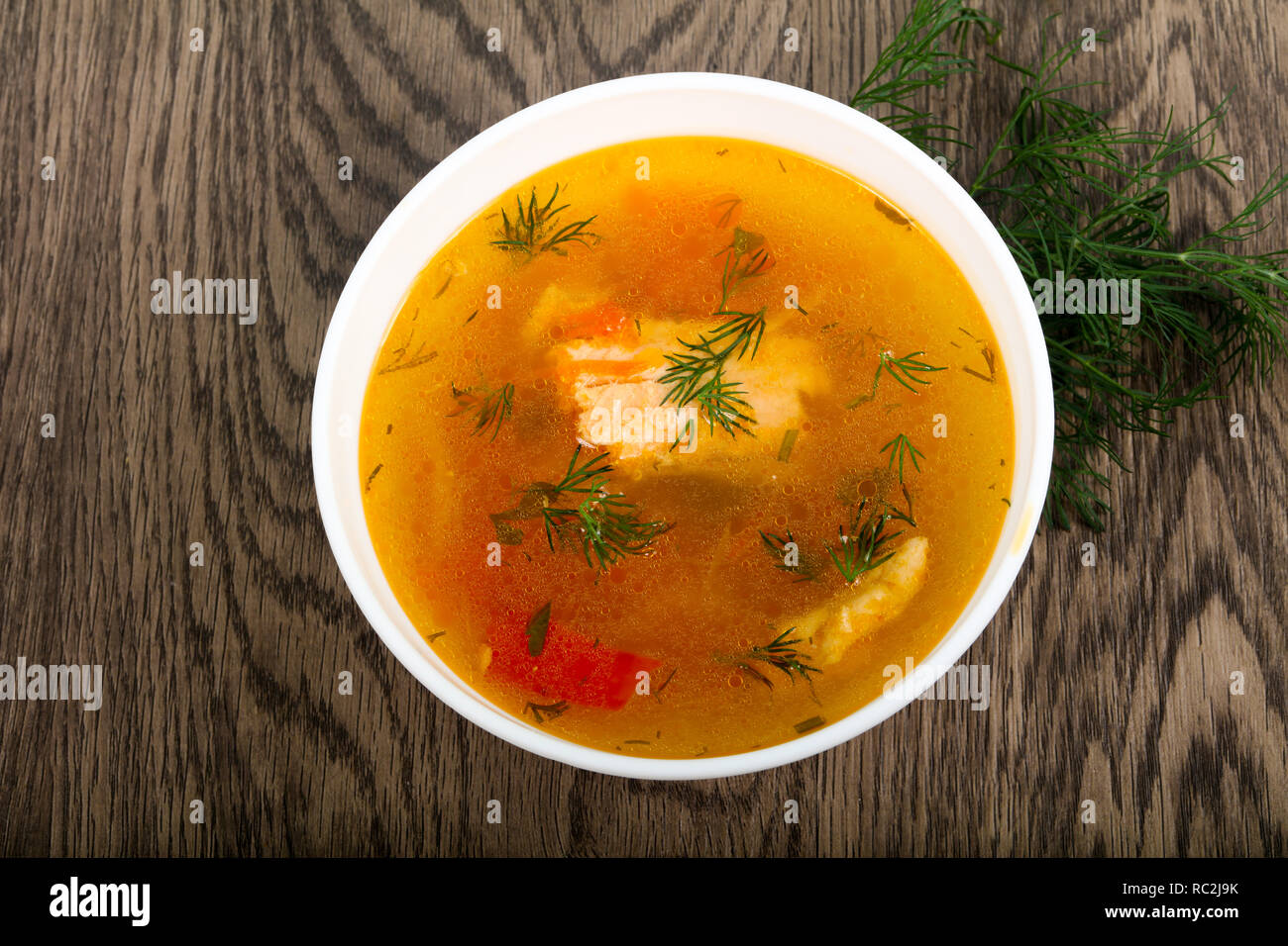 Salmon fish soup Stock Photo - Alamy