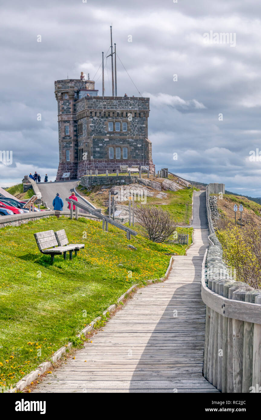 The Cabot Tower in St John's was built in 1898 to commemorate the 400th anniversary of discovery of Newfoundland, & Queen Victoria's Diamond Jubilee. Stock Photo