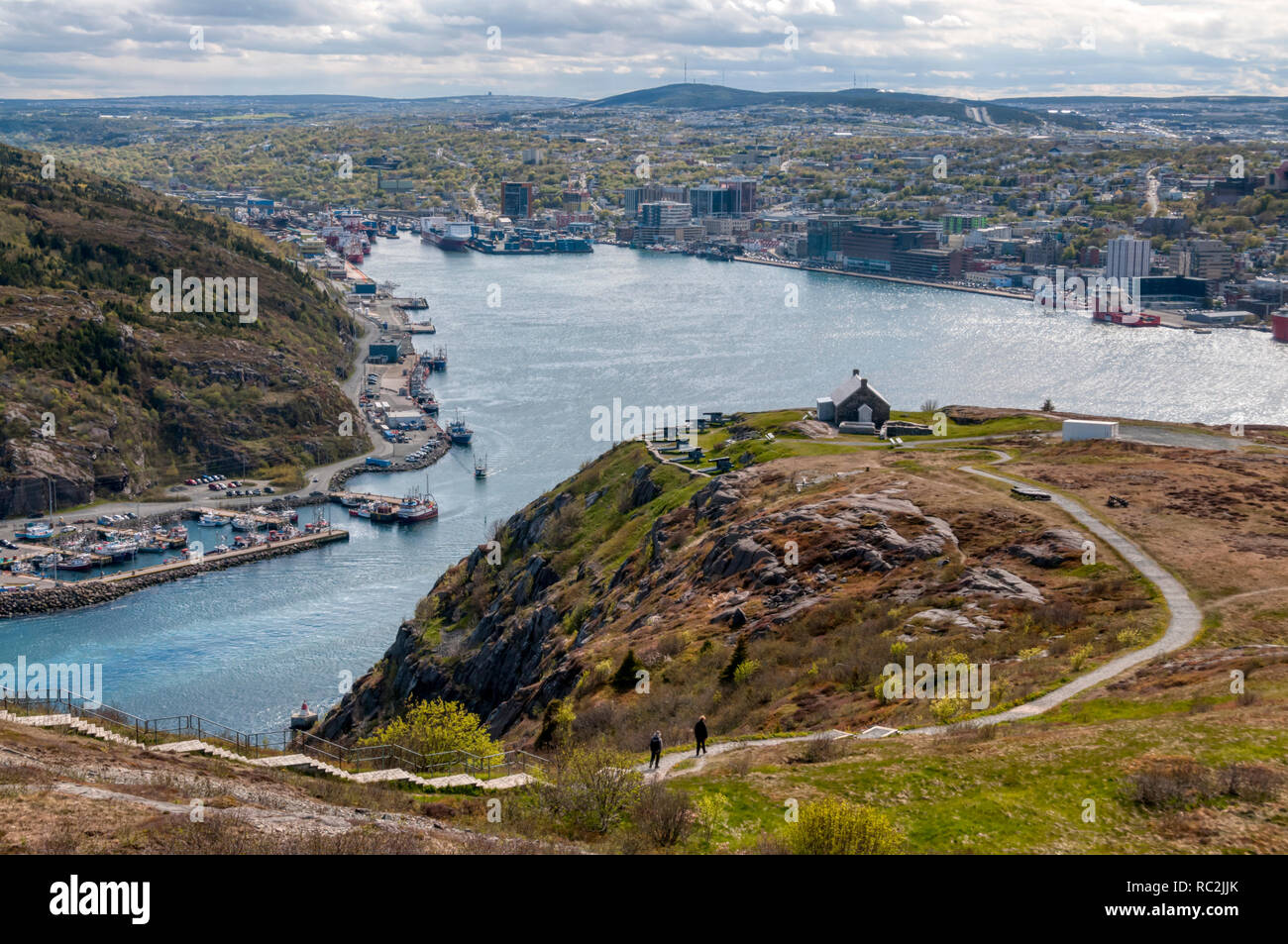 An elevated view of St John's, Newfoundland seen from Signal Hill. Stock Photo