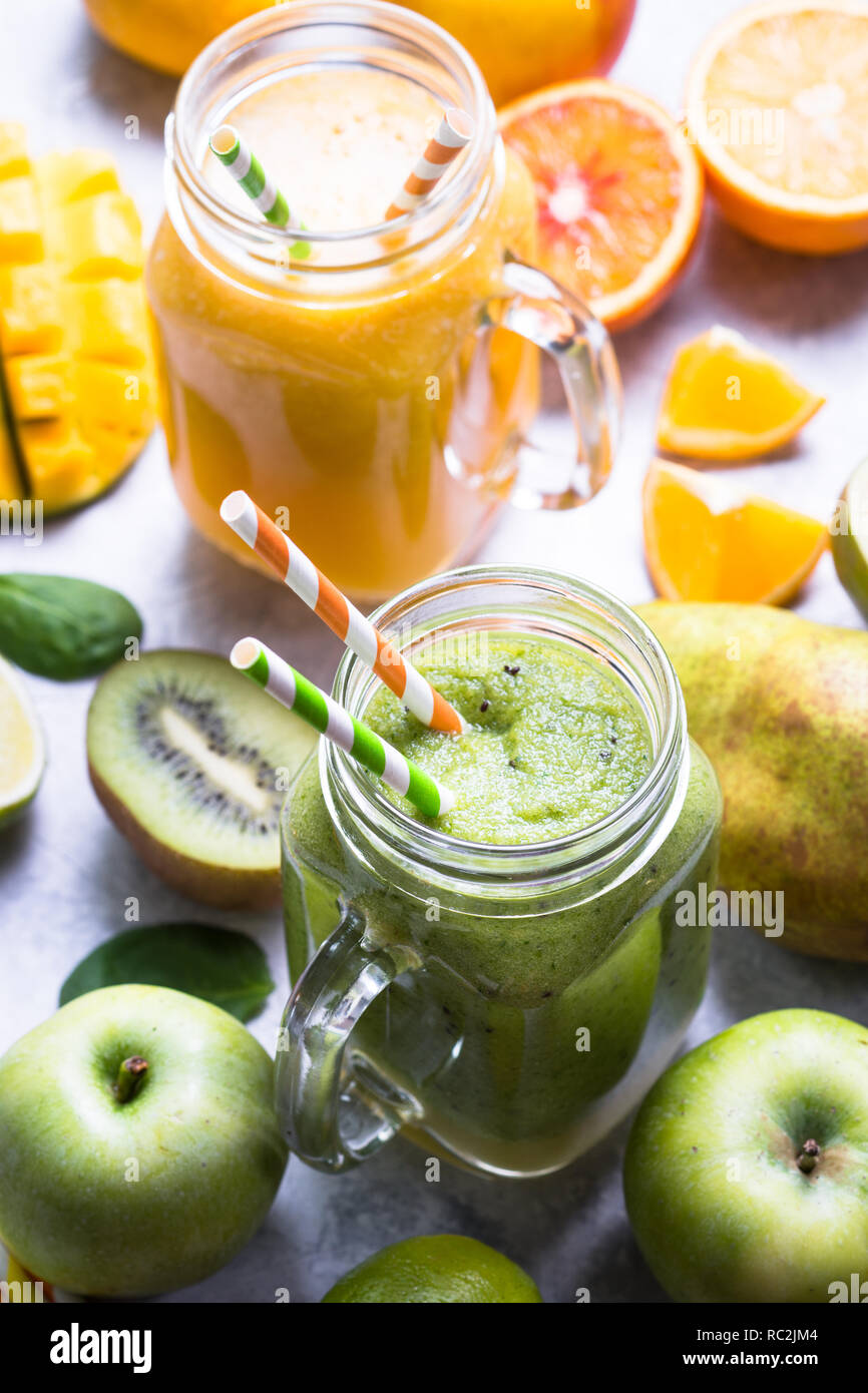 Download Green And Yellow Smoothie In Mason Jar Stock Photo Alamy PSD Mockup Templates