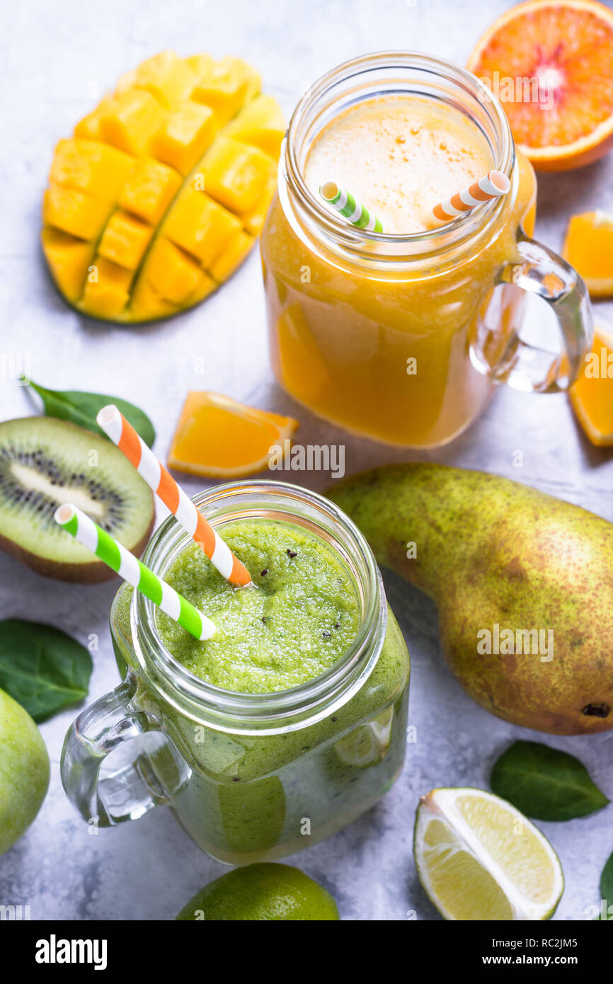 Download Green And Yellow Smoothie In Mason Jar Stock Photo Alamy PSD Mockup Templates
