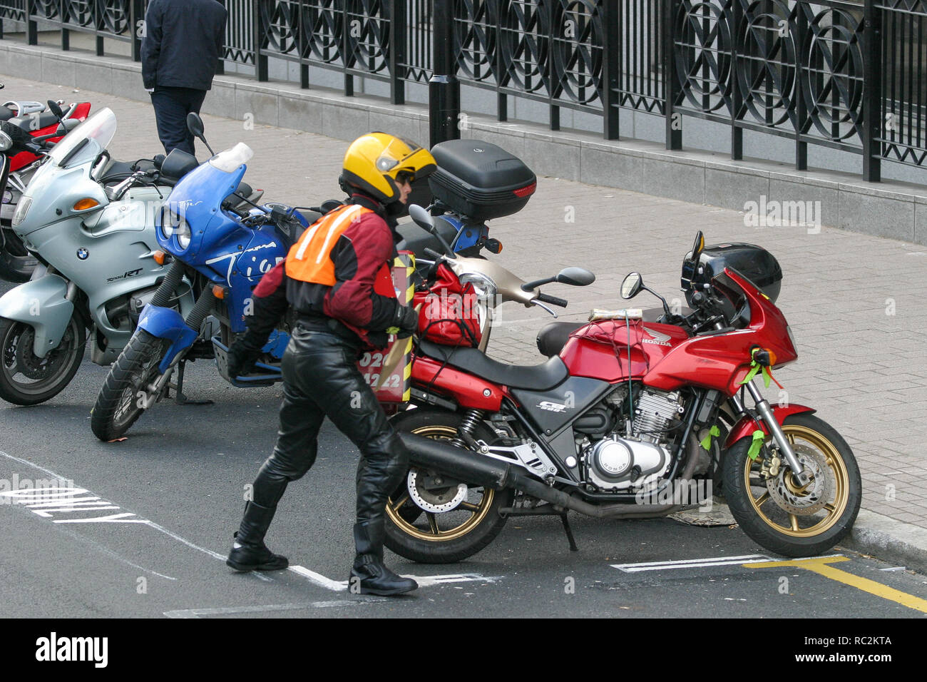 Motorcycle driver, London, Great-Britain, UK Stock Photo - Alamy
